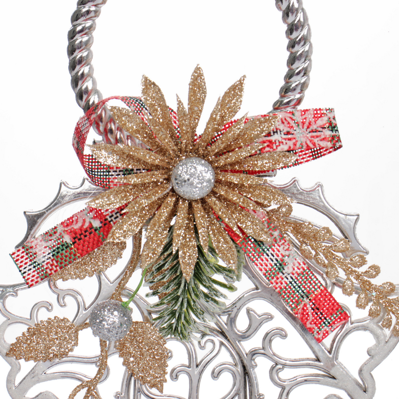 Украшение новогоднее "Ажурные колокольчики" 19,5*25,5 см, Серебро