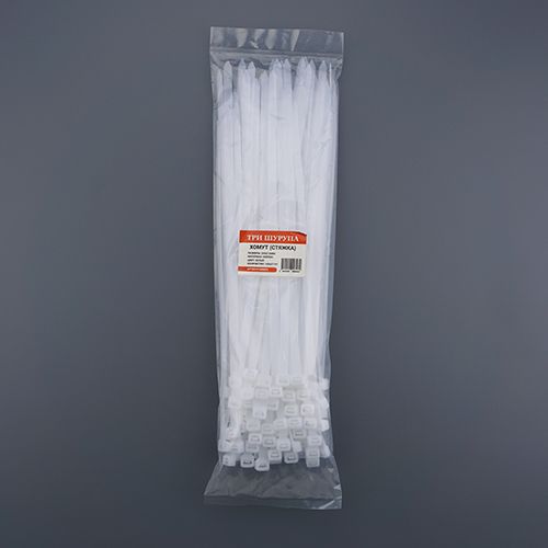 Хомут, стяжка, 300х7,6 нейлон белый 100шт/уп, 1/60