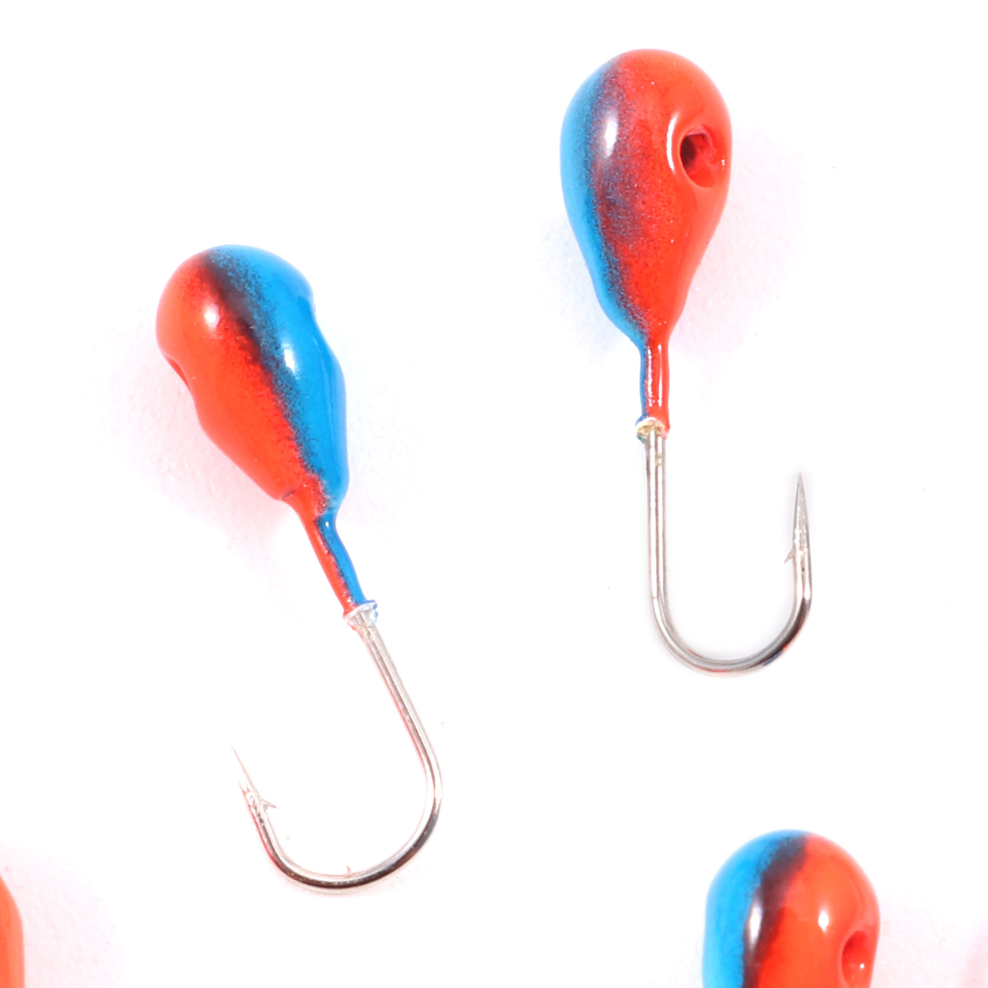 Мормышка вольф"ЯМАН"Капля с отв, р.3, вес 0,30,цв.красно-синий.(уп.5 шт.)