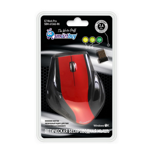 Мышь беспроводная Smartbuy 613AG красно/черная (SBM-613AG-RK)/40/
