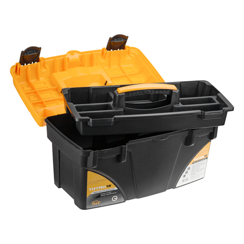 Ящик для инструментов IDEA ТИТАН 18' М 2932, черный с желтым