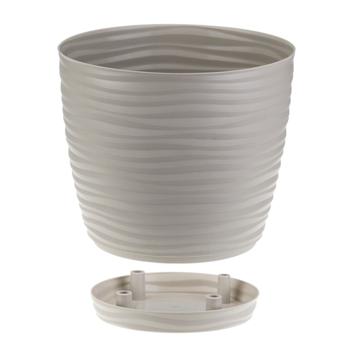 Кашпо 1.7 л ДЮНА М 3068, 150 мм, с поддоном, кремовый
