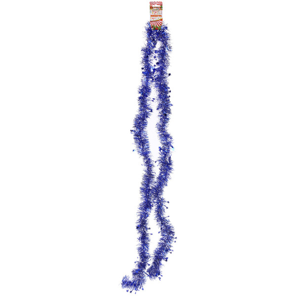 Мишура 2м 6см "Звездочки", Серебро/синий