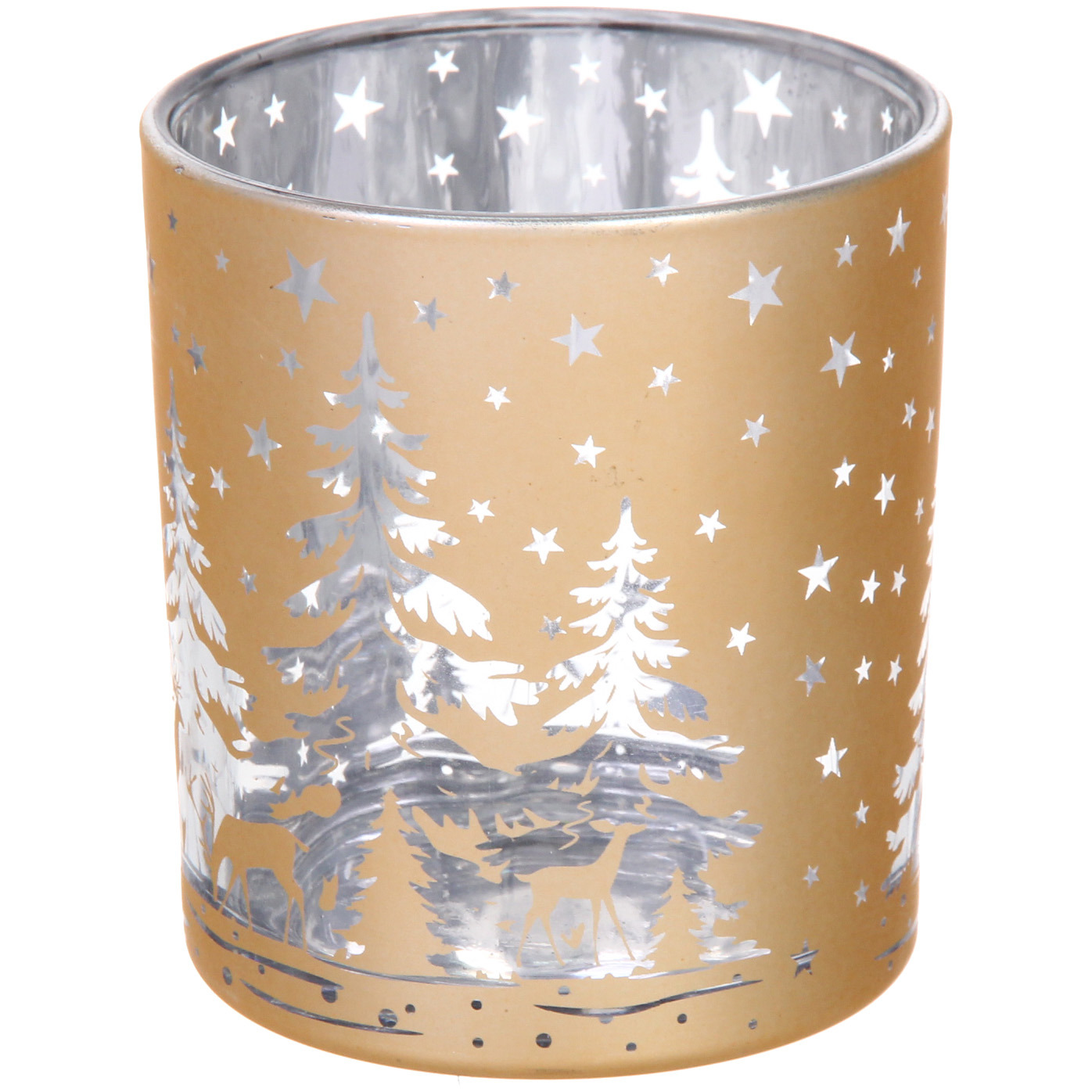 Подсвечник "Снежный лес" 7*7,8 см, Золото