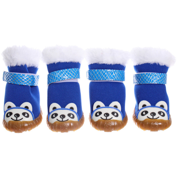 Ботинки зимние для животных "МОДНЫЙ БРО", на липучке, цвет синий, размер 5, 6см