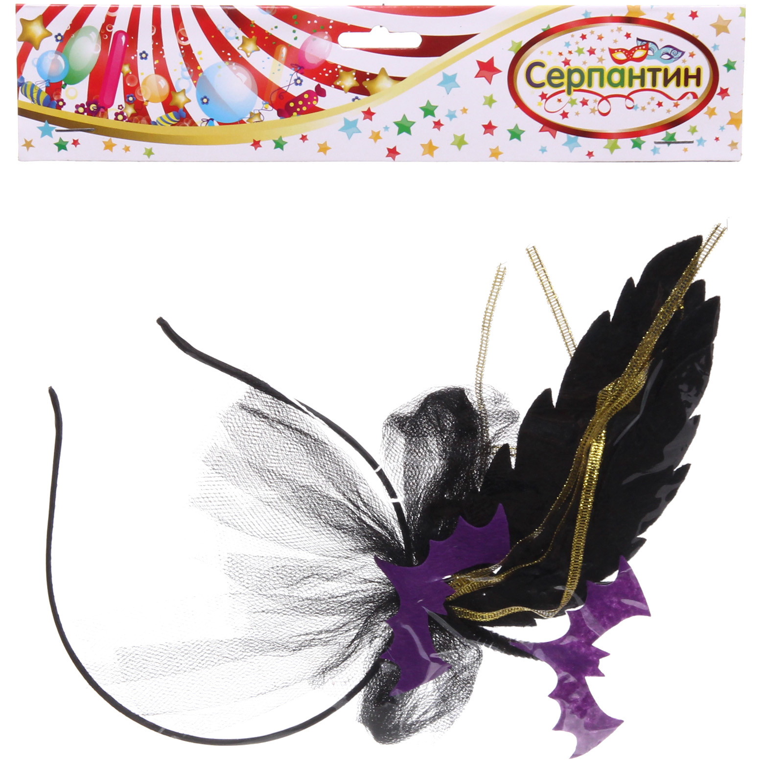 Ободок карнавальный "Темная королева", цвета в ассортименте