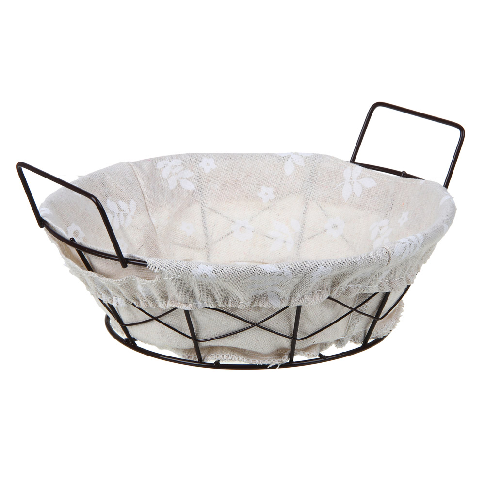 Корзина для мелочей VETTA  "Селеста", круглая, 21х21х7см, металл, лён, полиэстер, 2 дизайна