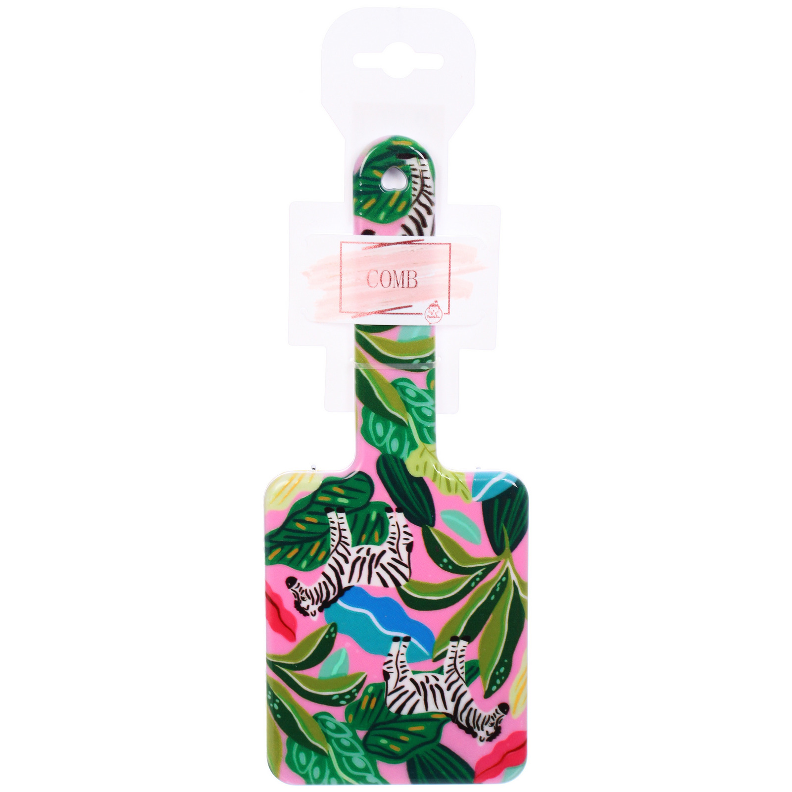 Расческа массажная квадратная форма "ЭФФЛОДИ", микс 4 дизайна, 22*4см (PVC подвес)