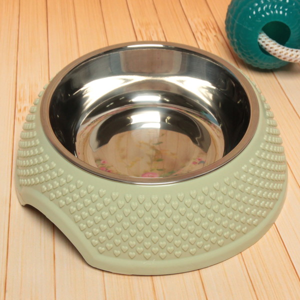 Миска металлическая "Колор-Сердце" 250мл 18,8*6см на пластиковой подставке, цвет зеленый