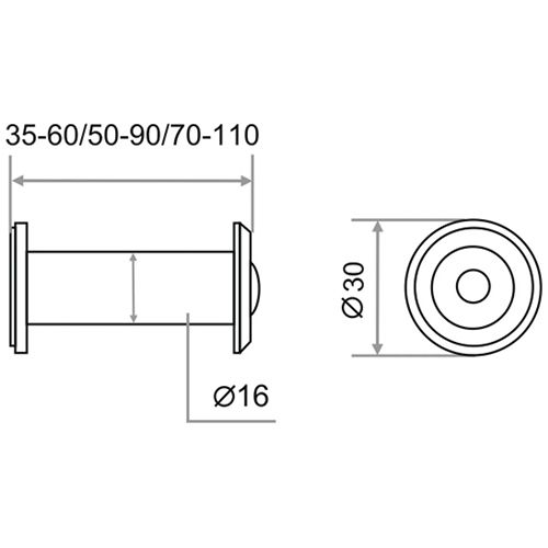 Глазок дверной Trodos R50/90, сплав ЦАМ, хром, 1/