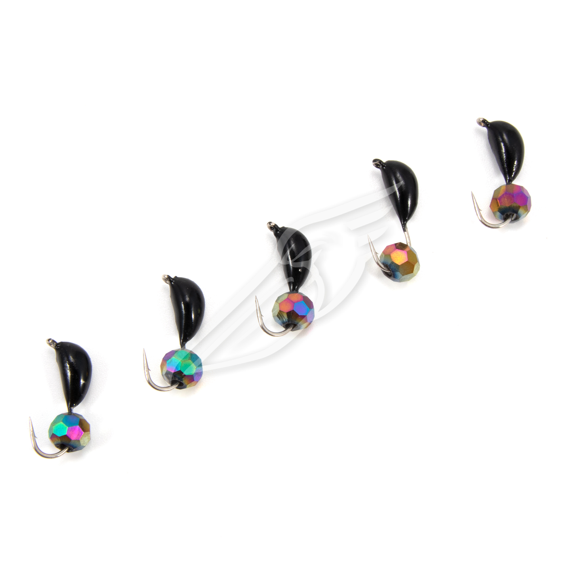 Мормышка безнасад. ЯМАН "Банан" черный, d-3,5 мм, вес 0,7 г, кристалл хамелеон (уп. 5 шт.)