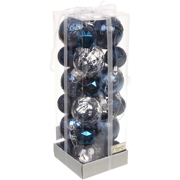 Набор шаров "Winter magic" 6 см + 4 см (24 предмета), Сапфир