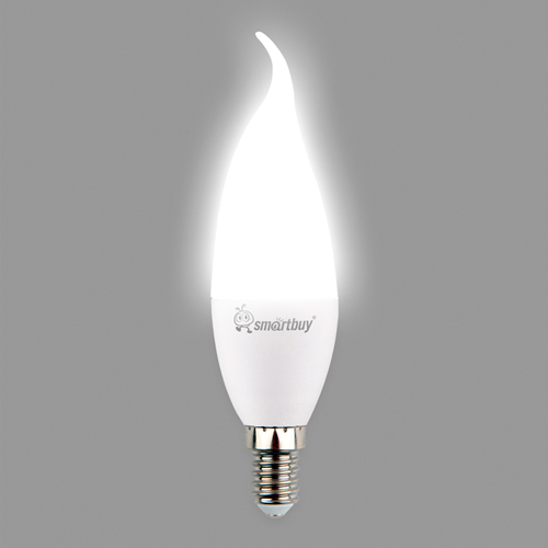 Светодиодная (LED) Свеча на ветру матовая Лампа Smartbuy-C37-15W/4000/E14 (SBL-C37Can-15-40K-E14)