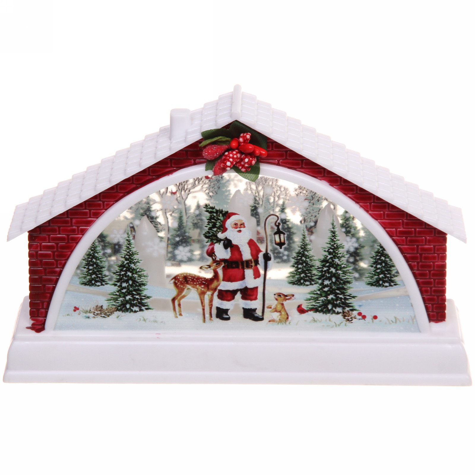 Сувенир с подсветкой "Домик с сказочными гостями" 15,5*4*9,5 см (работает от 2х батареек ААА)