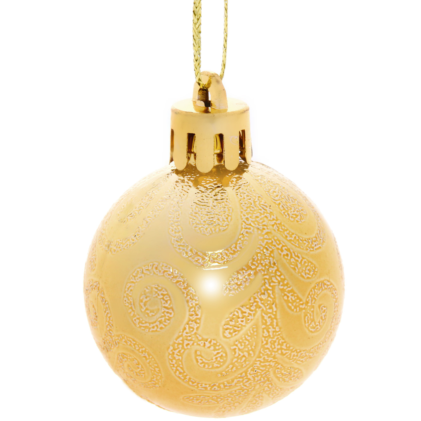 Новогодние шары 4 см (набор 6 шт) "Микс фактур", золотой