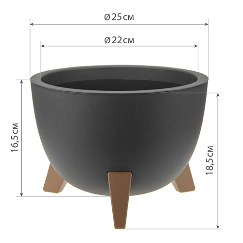 Кашпо 4.2 л IDEA ФЛОРИАН М 3186, 250 мм, графитовый