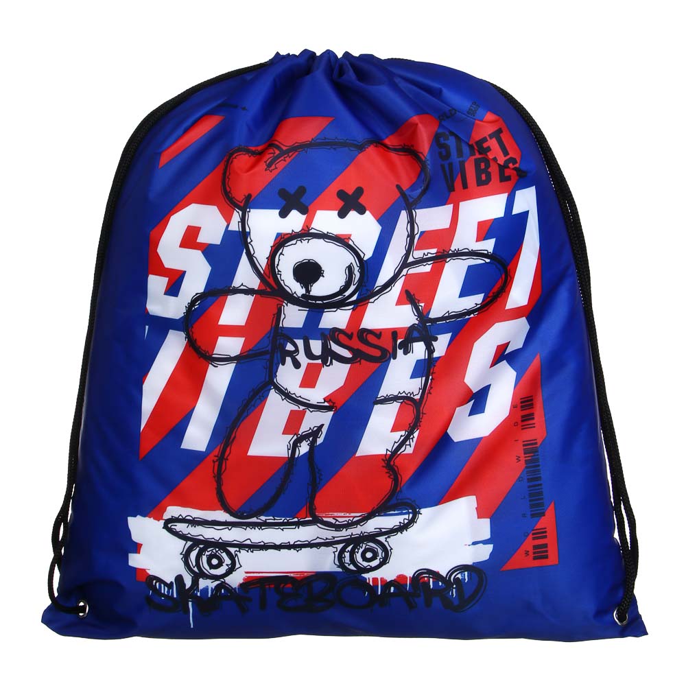 Мешок для сменной обуви на завязках "Скейтборд", увеличенный размер 40x47см, полиэстер