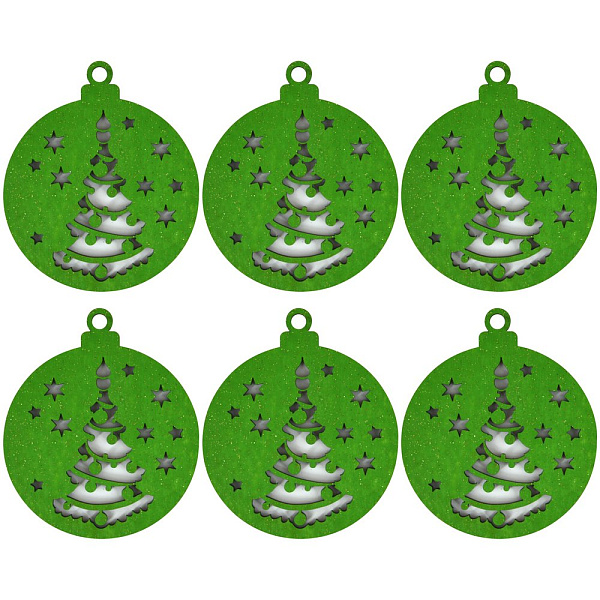 Набор деревянных новогодних елочных украшений (94 мм*80 мм) Набор 6 шт.  NEW