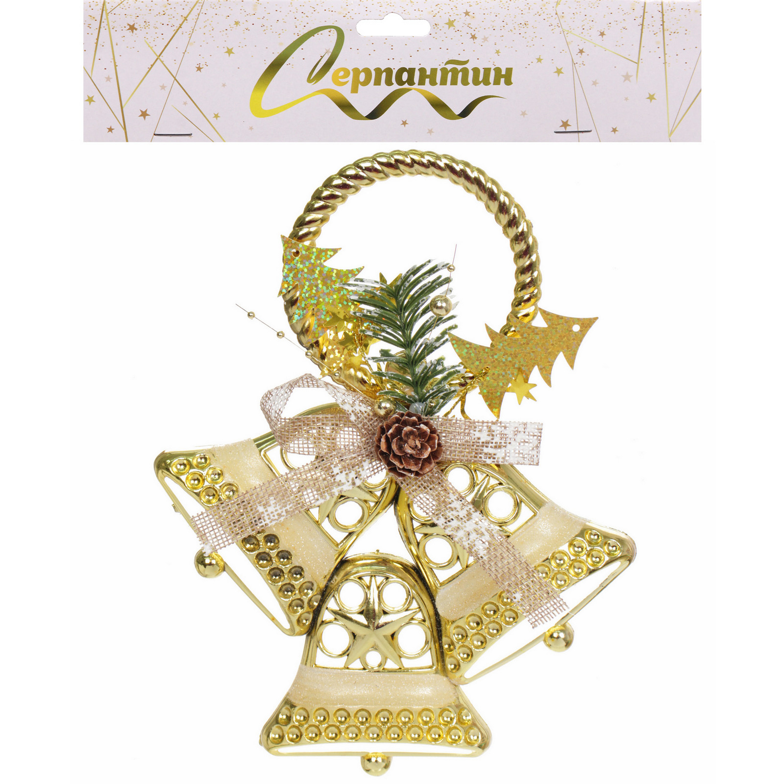 Украшение новогоднее "Звон колокольчиков" 18*23 см, Золото