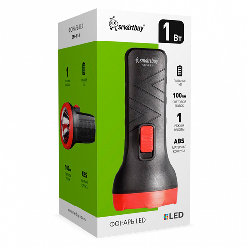 Фонарь LED, элемент питания тип D,  1 вт, 13х6 см, ABS, Smartbuy