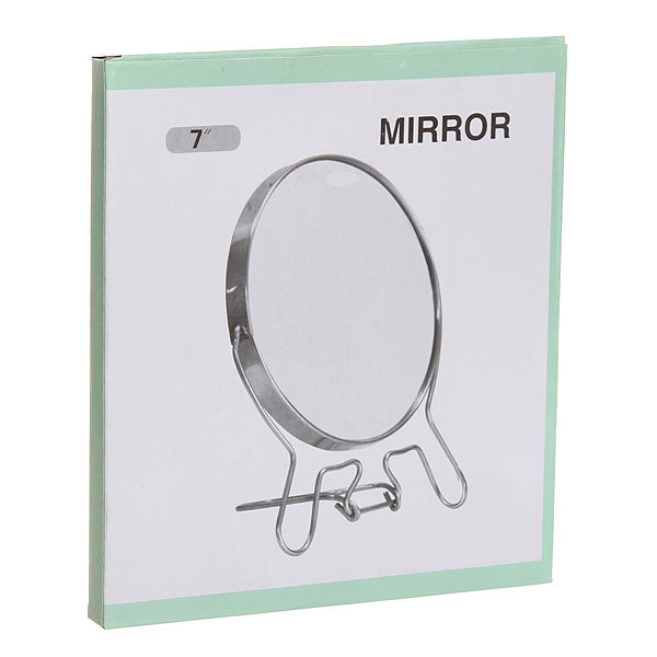 Зеркало настольное в металлической оправе "Практика" круг, подвесное, двухстороннее, с увеличением d-17см
