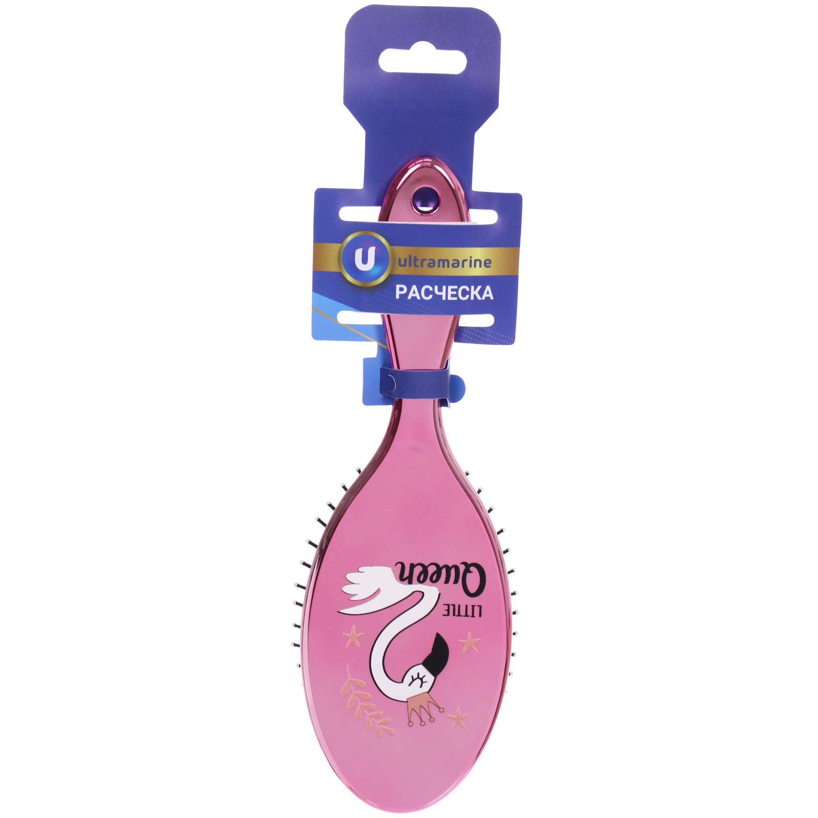 Расческа массажная зеркальная "Animals", милые зверятки, микс 4 цвета, 7*22 см (блистер Ultramarine)