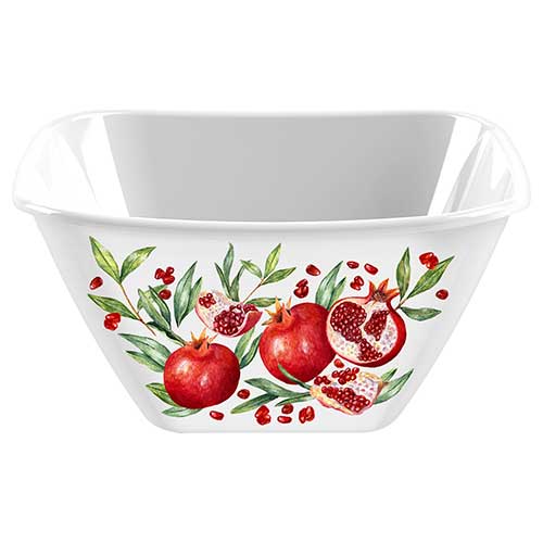 Миска квадратная 2 л Homver Bergamo 221154929/01, с декором, белая