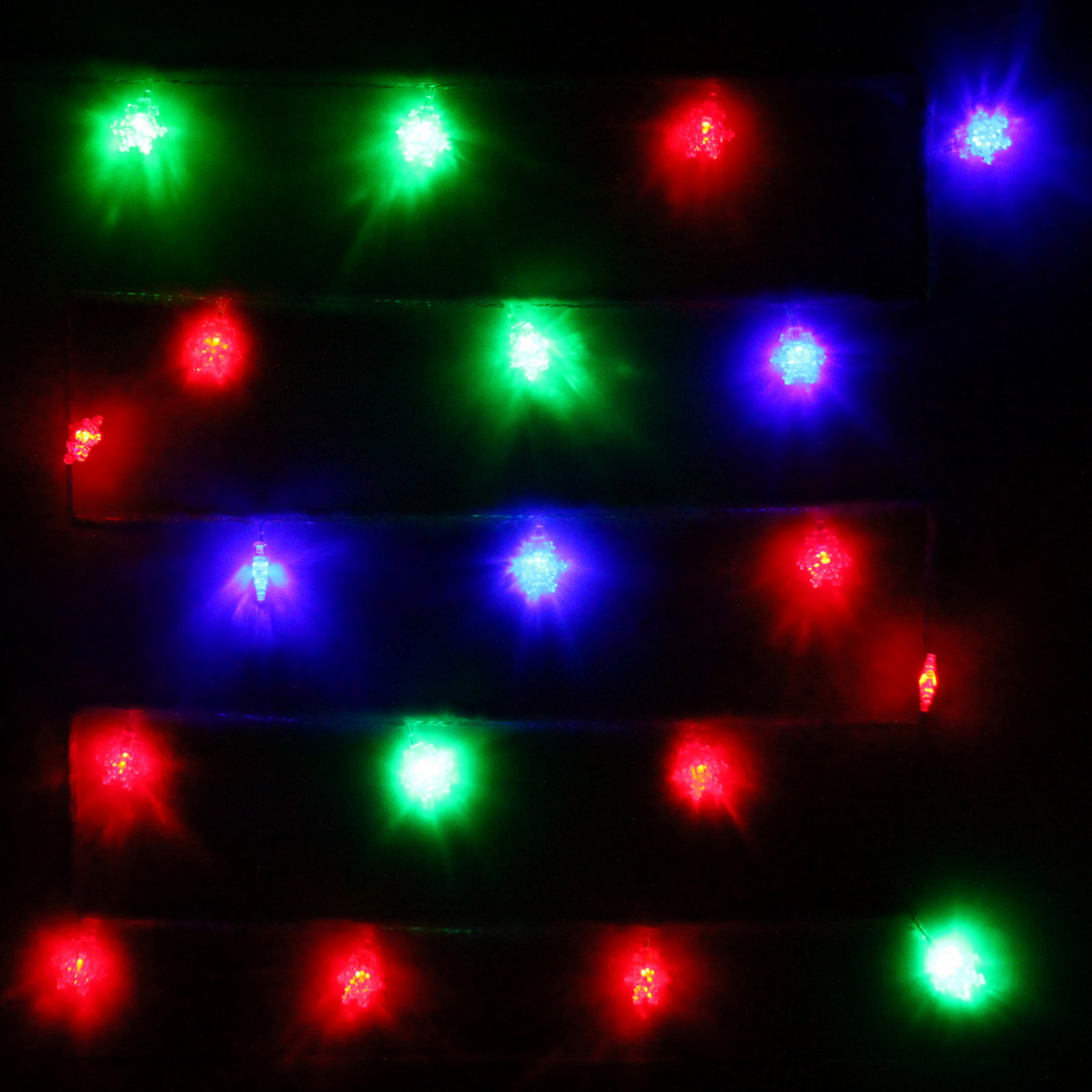 Гирлянда для дома 4,0 м 20 ламп LED с насадками СНЕЖИНКА, прозрач.пров., авторежим.,IP-20 RG/RB (возможность соединения)