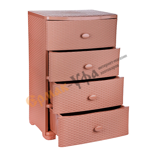 Комод 4-х секц ПЛЕТЕНКА широкий какао  (Альтернатива) м4061 (1/1)