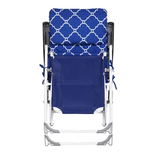 Кресло-шезлонг с подножкой складное (матрасик + подушка) HHK7, синий (сетка)