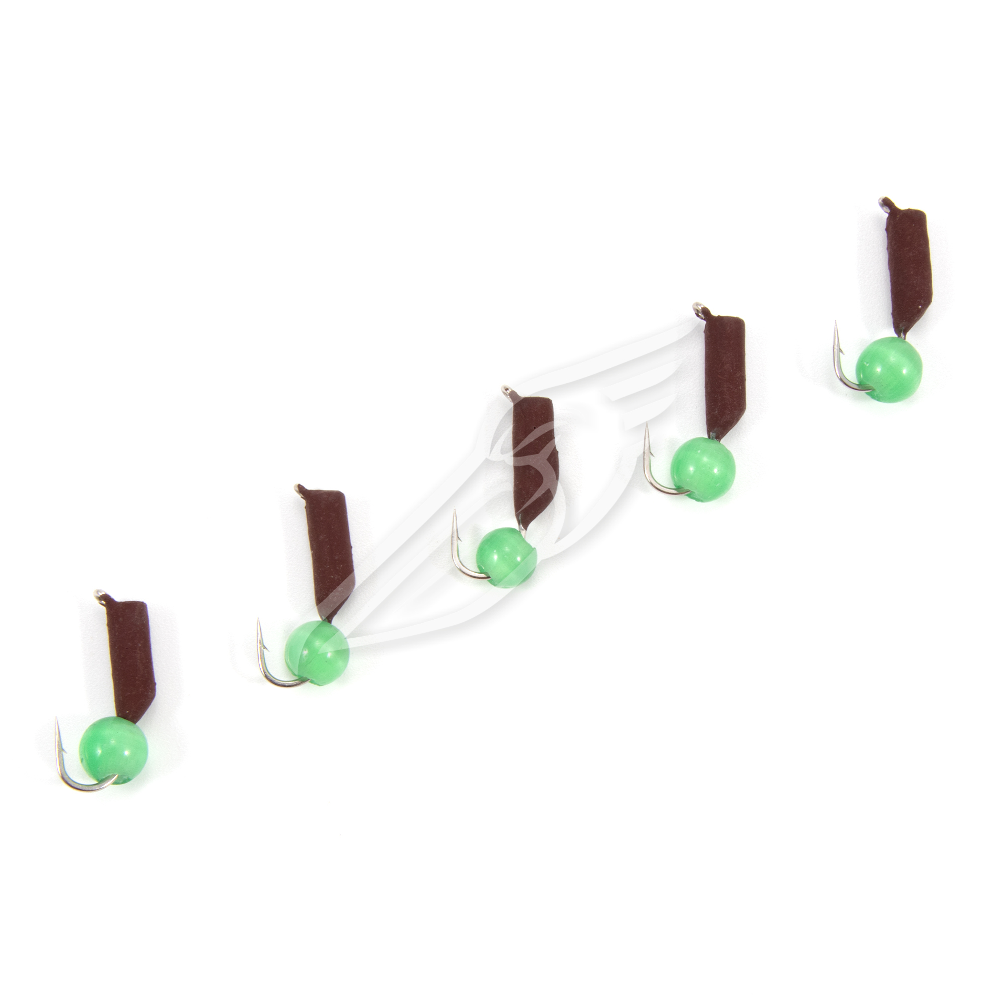 Мормышка безнасад. ЯМАН "Гвоздешарик" матовый шоколад, d-2,5 мм, вес 0,6 г, кошачий глаз зел(уп.5шт)