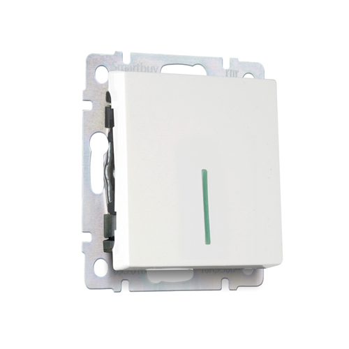 Выключатель проходной 1-клавишный с индикатором 10А белый "Нептун" (SBE-05w-10-SW12-1)