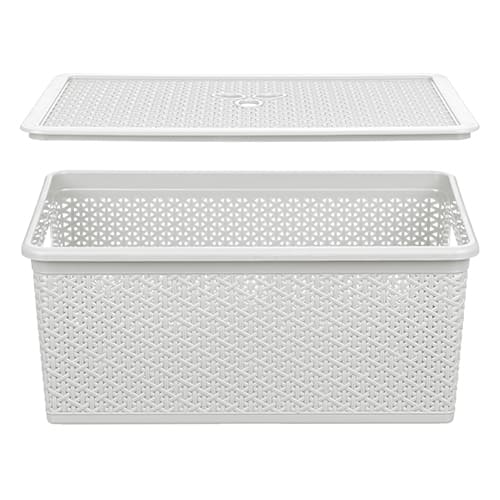 Корзина универсальная 20 л Homver Wenge 221306021/03, прямоугольная, 430х300х205 мм, с крышкой, светло-серая