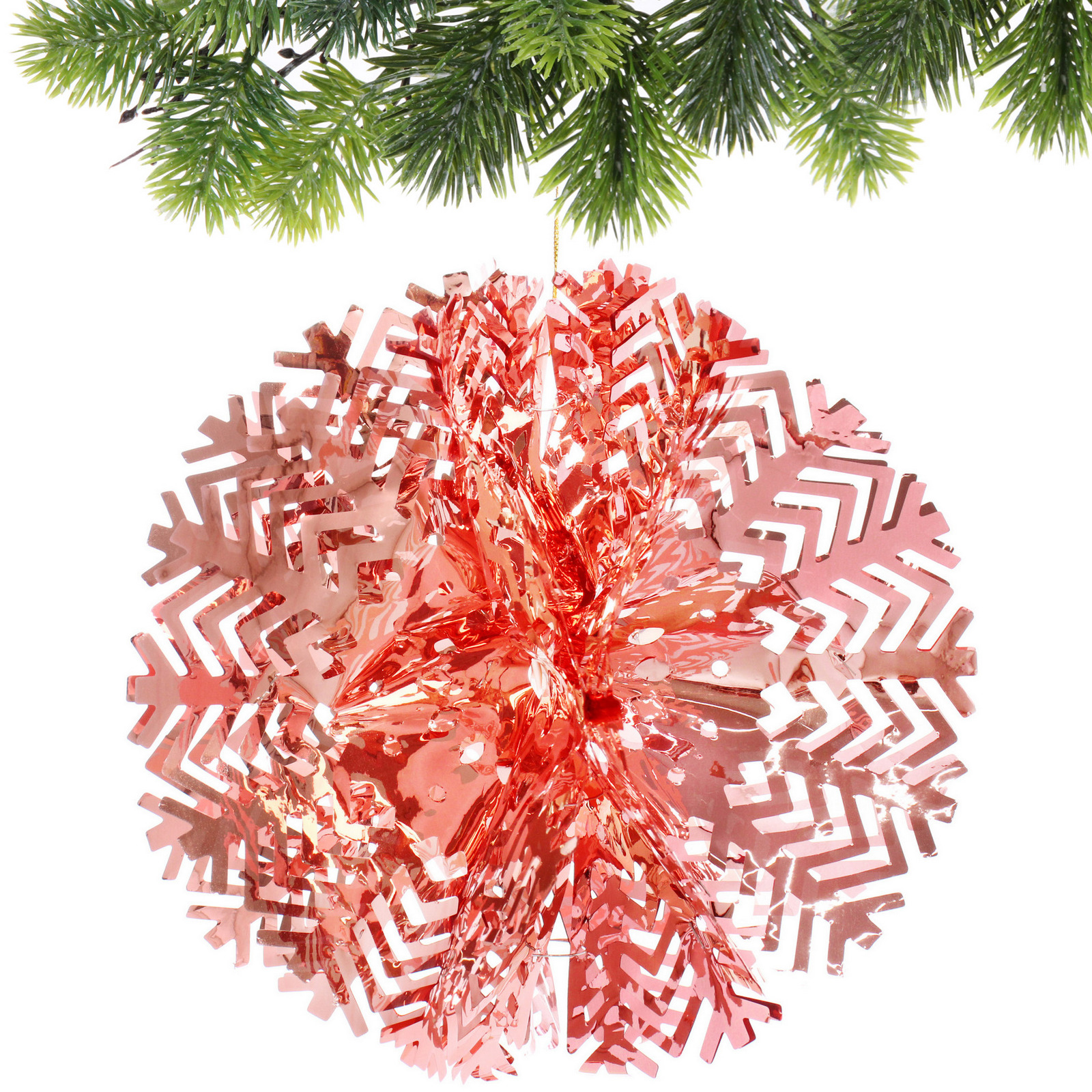 Украшение фольгированное "Снежный шар" d-30 см, Розовое золото