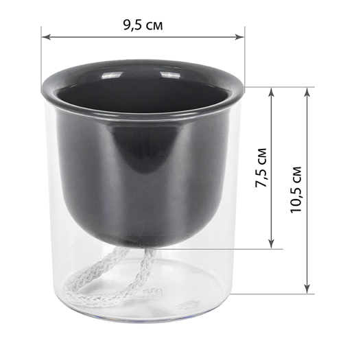 Кашпо 0.28 л IDEA ГРЕВИ М 3130, 95 мм, 105 мм, с фитильным поливом, графитовый