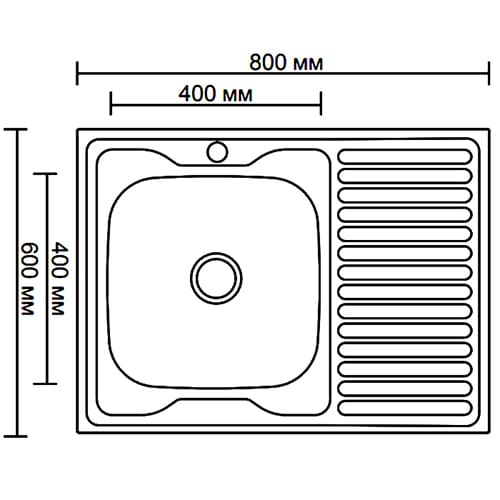 Мойка из нержавеющей стали накладная 60x80 см Ledeme L98060-R