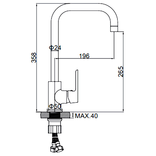 Смеситель для кухни с гайкой картридж 35 мм Ledeme L4177