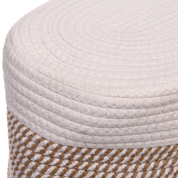 Корзинка вязаная интерьерная с ручками "ТРИГОЙЯ", цвет беж/белый, 36*28*25см, (лейбл селфи)