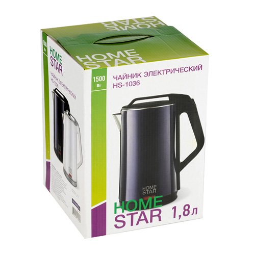Чайник Homestar HS-1036, 1,8 л, двойной корпус, фиолетовый