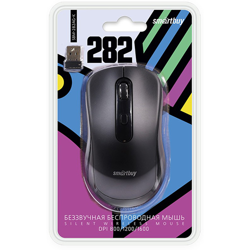 Мышь беспроводная беззвучная Smartbuy 282AG, SBM-282AG-K /40, черная