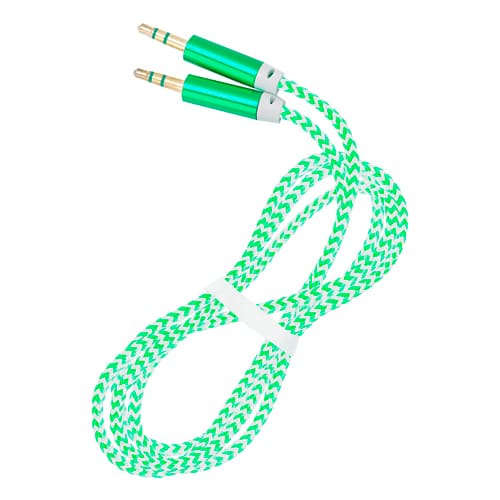 AUX кабель 3.5-3.5 мм (M-M), 1 м, зеленый, нейлоновая оплетка, (A-35-35 green)/100