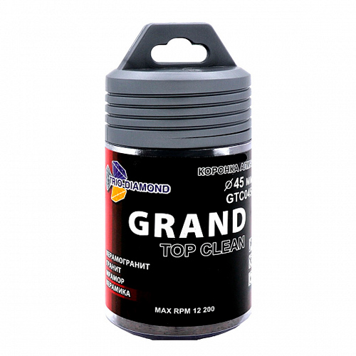Коронка алмазная по керамограниту 45 мм, М14, Grand Top Clean