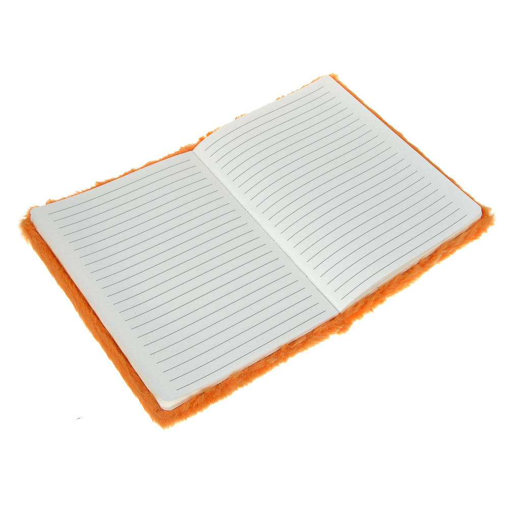 Записная книжка А5, 21x15см, 80 л., искусст. мех, полиэстер, подвижный хвост при нажатии, Рыжий кот