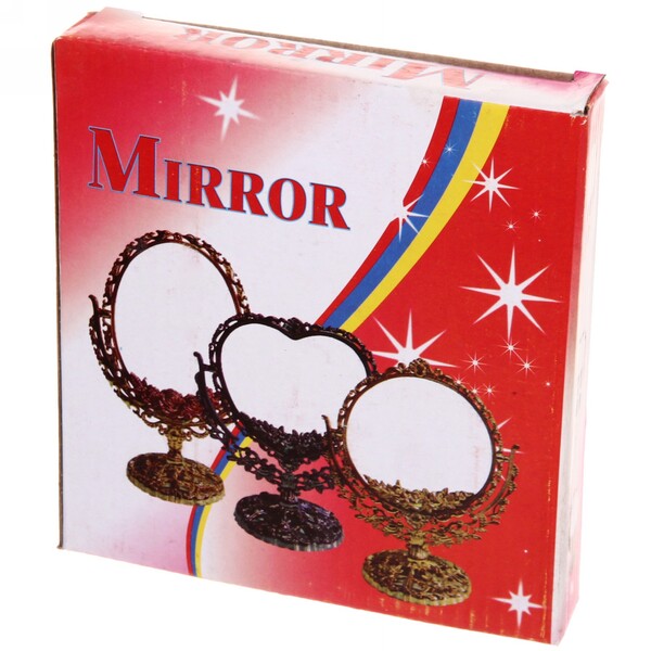 Зеркало настольное в пластиковой оправе "Версаль - Сердце", цвет серебро, двухстороннее,17см