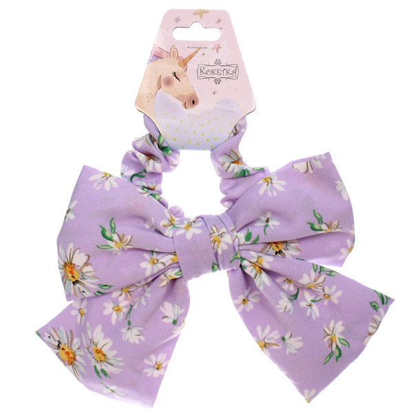 Резинка для волос "ПЕРСЕЯ", ромашки, микс 6 цветов, d-8,5см (подвес Кокетка Единорог)