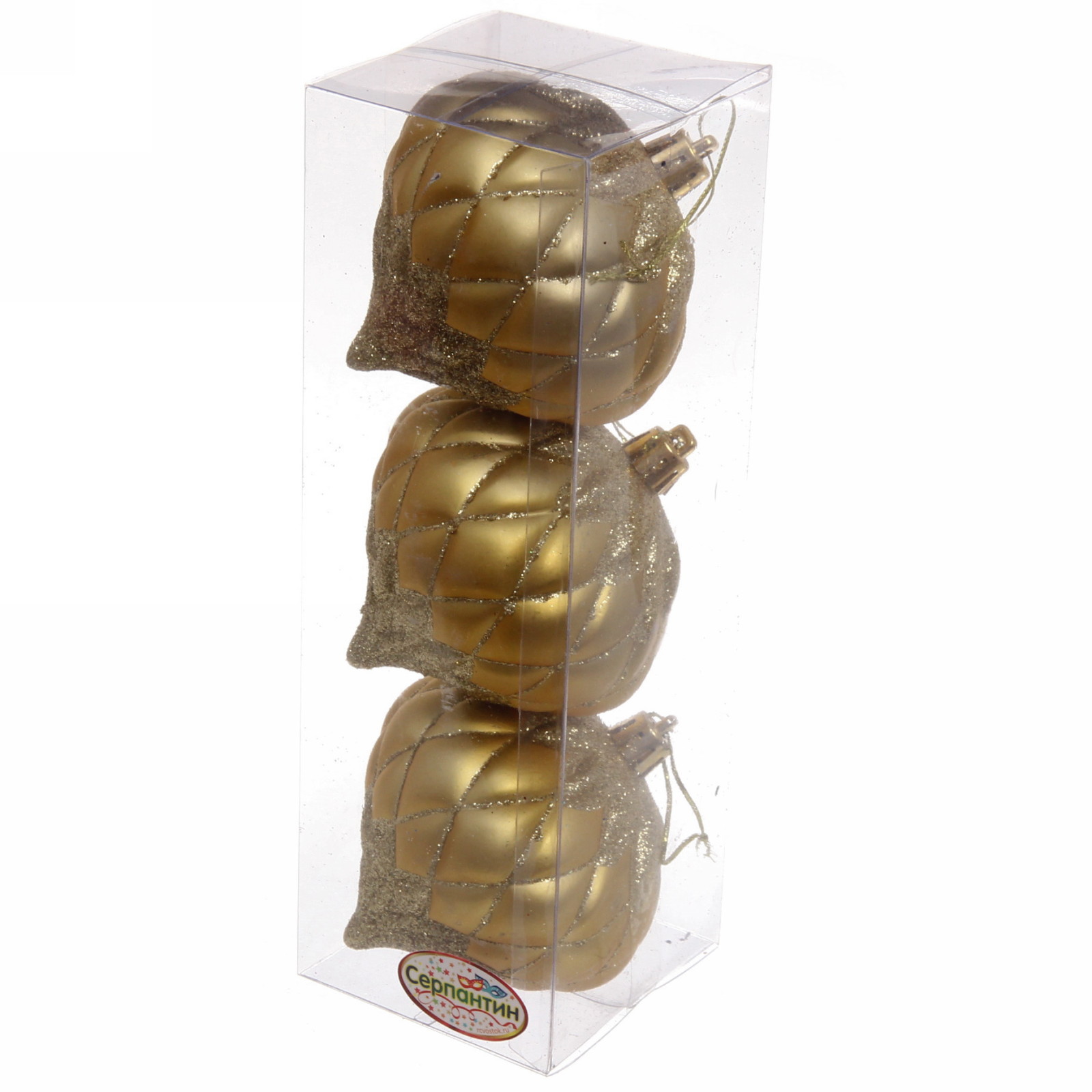 Ёлочные игрушки "Юла" 8 см (набор 3 шт), золото