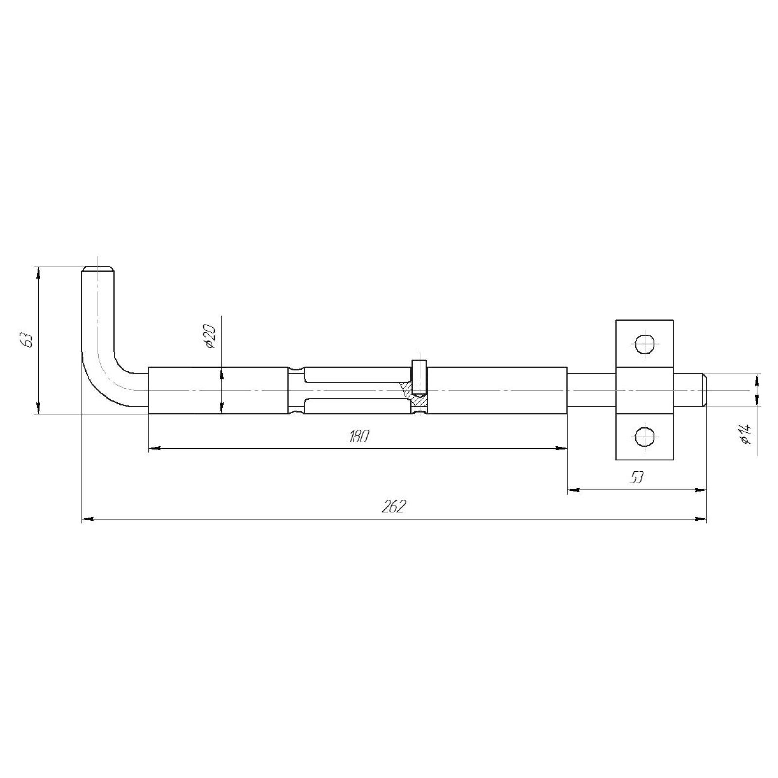 Засов Киров Секрет ЗД-08 под сварку 180мм (20)