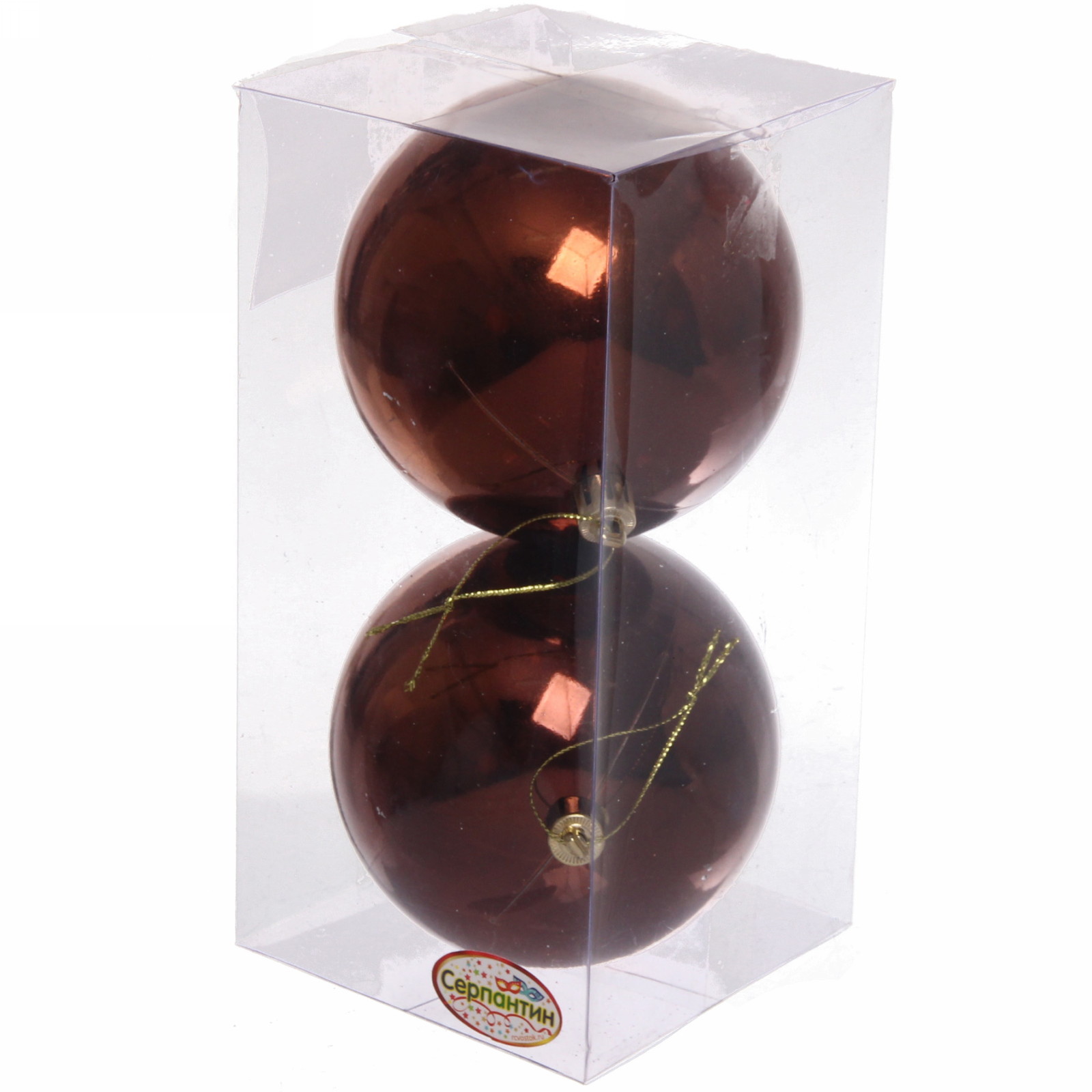 Новогодние шары 10 см (набор 2 шт) "Глянец", шоколад