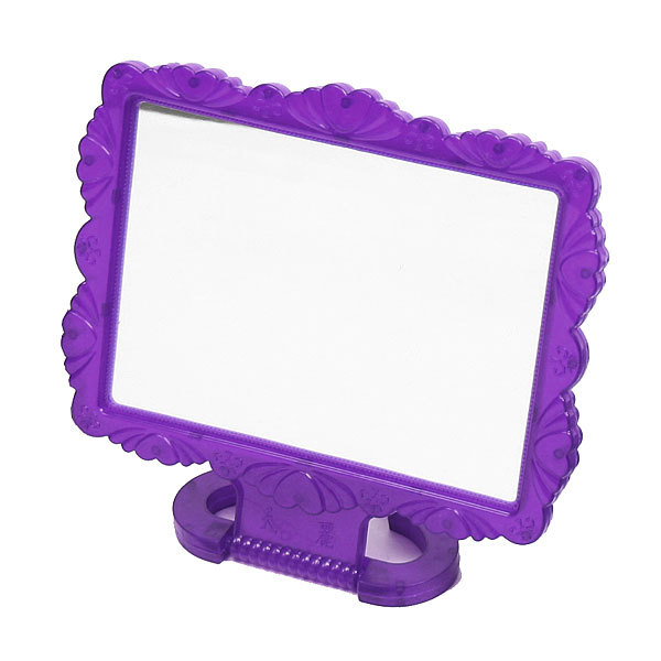 Зеркало настольное в пластиковой оправе "Резная окантовка" прямоугольник, подвесное 15*12,5см (Стикер на минивложение 25шт)