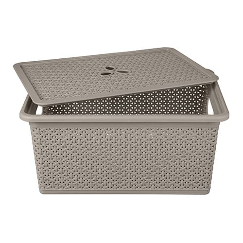 Корзина универсальная с крышкой 20 л Homver Wenge 221306035/04 прямоугольная 430х300х205 мм, серая